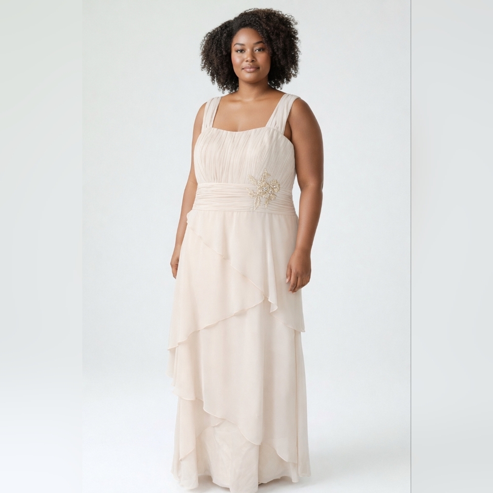 Jean De Lys Formal Evening Gown Women’s Size 18 Embellished Layered Dress